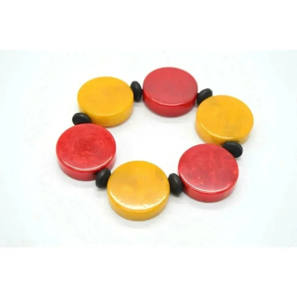 Cherry Red Butterscotch Yellow Bakelite Disc Mod S - Picture 1 of 5